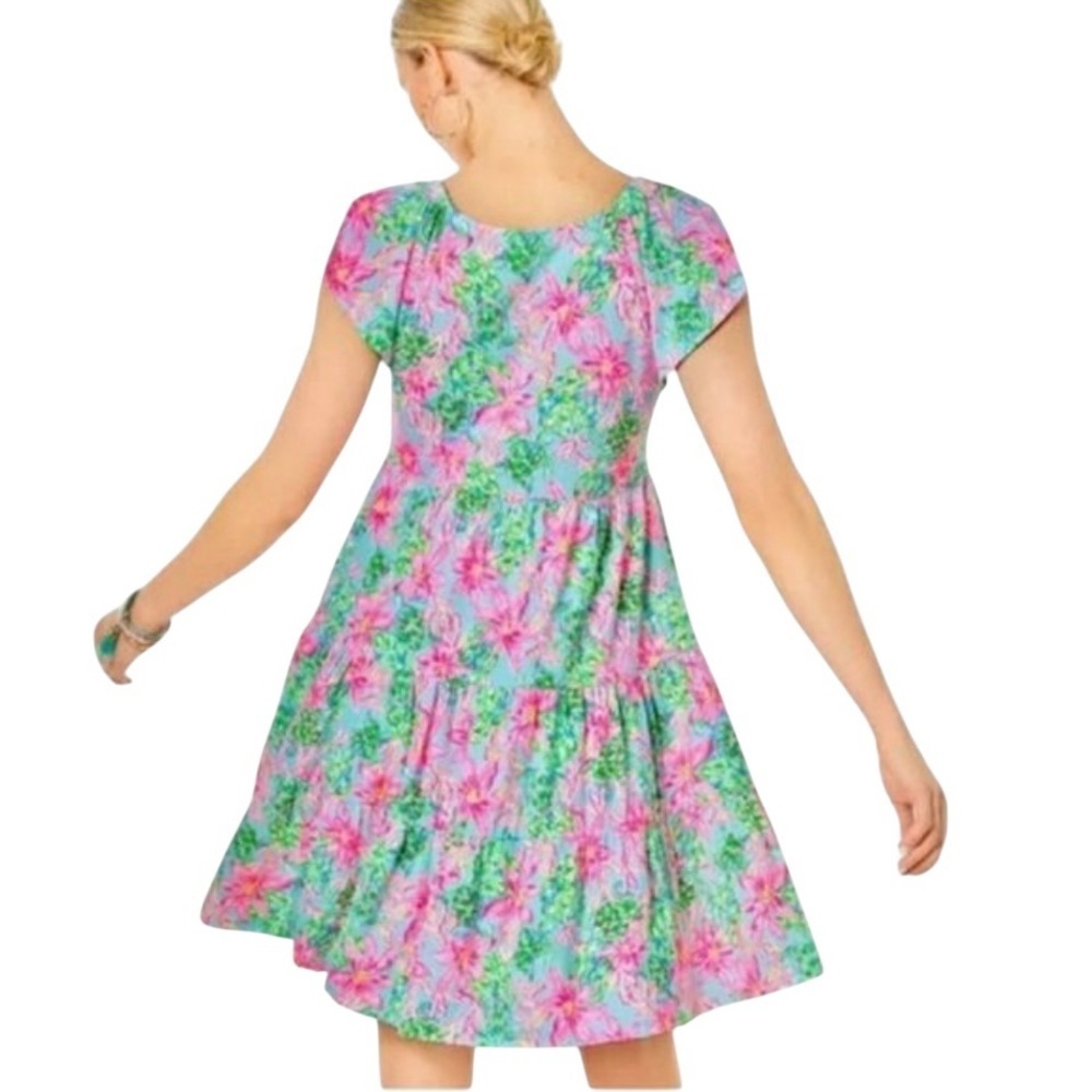 Lilly Pulitzer Geanna Short Sleeve Dress Surf Blue I’m So Shellegant Size S - Picture 2 of 6